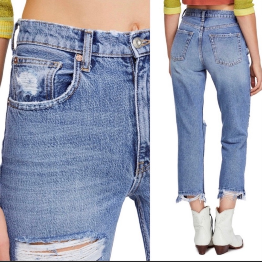 Free people boyfriend jeans size 29 raw hem - Picture 2 of 5